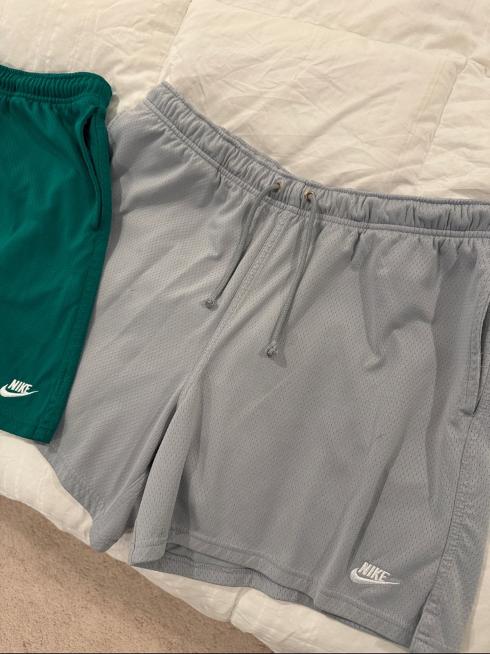 Nike Men’s Athletic Shorts Duo - Kelly Green & Light Gray - Picture 3 of 3